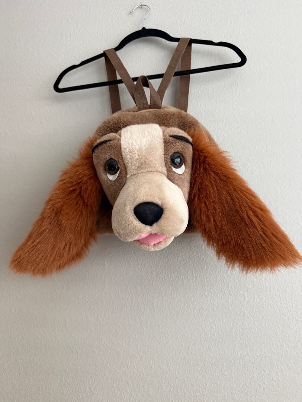 VINTAGE 90s Disney Lady & The Tramp Plush Backpack Bag Fluffy Ears Lady Dog